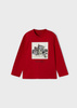 Mayoral Mini 4011-056 Koszulka chłopięca z długim rękawem z nadrukiem Kolor czerwony