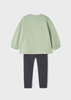Mayoral Mini 4772-091 Komplet z leginsami w prążek dla dziewczynki ECOFRIENDS zielony