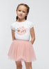Mayoral Mini 3953-031 Komplet 2-częściowy ze spódniczką tiul dla dziewczynki Nude