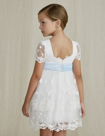 Abel&Lula 5025-076 Sukienka haftowana z niebieską szarfą