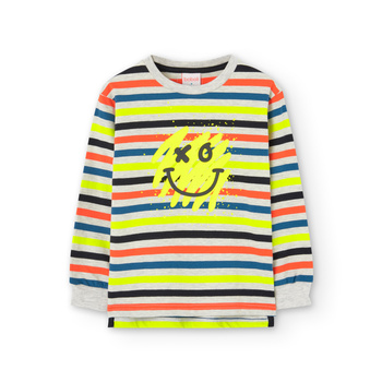 Boboli 519049 9477 Koszulka chłopięca z długim rękawem z nadrukiem
