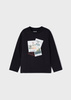 Mayoral Mini 4022-066 Koszulka chłopięca z długim rękawem z motywem interaktywnym Kolor czarny