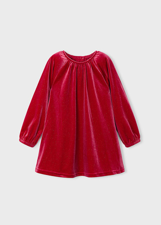 Mayoral Mini 4923-047 Sukienka aksamitna z błyskiem  Rojo