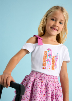 Mayoral Mini 3011-080 Koszulka asymetryczna Bco-orquid