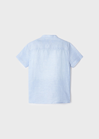 Mayoral Mini 3161-062 Koszula lniana z krótkim rękawem ze stójką dla chłopca Niebieska