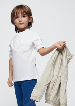 Mayoral Mini 3181-043 Koszulka polo z długim rękawem ze stójką dla chłopca Blanco