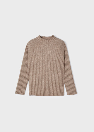 Mayoral Mini 4002-033 Koszulka z długim rękawem w prążek ze stójką dla dziewczynki Beige vig