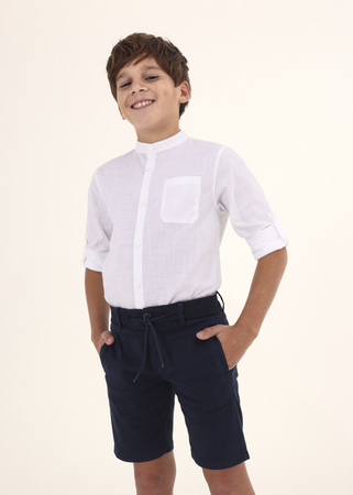 Mayoral Junior 6115-077 Koszula z długim rękawem ze stójką dla chłopca Biała