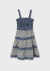 Mayoral Junior 6926-025 Sukienka łączona ze wzorem dla dziewczynki  Granatowa