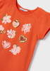 Mayoral Mini 3071-056 Koszulka z krótkim rękawem z nadrukiem i aplikacją Pomarańczowa