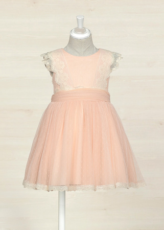 Abel&Lula 5037-059 Sukienka z tiulem plumeti i koronką dla dziewczynki Róż