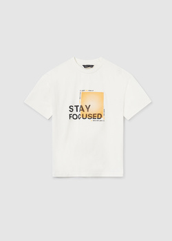 Mayoral Junior 6070-037 Koszulka z krótkim rękawem  z nadrukiem dla chłopca  Ecru