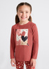Mayoral Mini 4034-054 Koszulka dziewczęca z długim rękawem z grafiką kolor masala