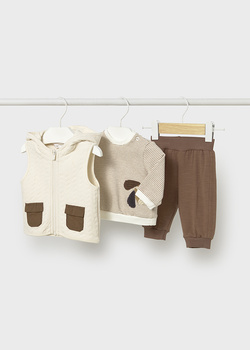 Mayoral Newborn 2640-089 Komplet 3-częściowy z kamizelką Cacao