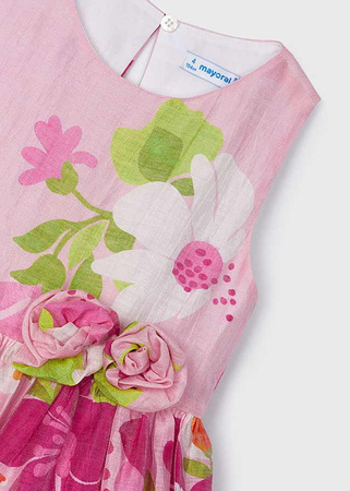 Mayoral Mini 3911-089 Sukienka z lnem dla dziewczynki Fucsia