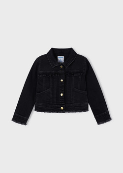 Mayoral Mini 3440-061 Kurtka jeansowa z falbankami dla dziewczynki Kolor czarny