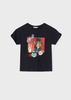 Mayoral Junior 6052-078 Koszulka z krótkim rękawem z  nadrukiem dla dziewczynki  Czarna