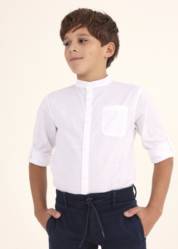 Mayoral Junior 6115-077 Koszula z długim rękawem ze stójką dla chłopca Biała