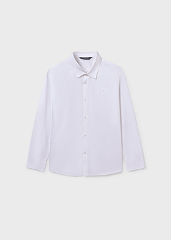 Mayoral Junior 874-011 Koszula z długim rękawem, z klasycznym kołnierzykiem Blanco