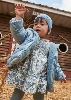 Mayoral Baby 2909-026 Sukienka aksamitna z kwiatowym nadrukiem Blue bell
