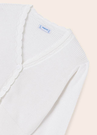 Mayoral Junior 6331-087 Sweter trykotowy z bufiastymi rękawami dla dziewczynki Kolor blanco