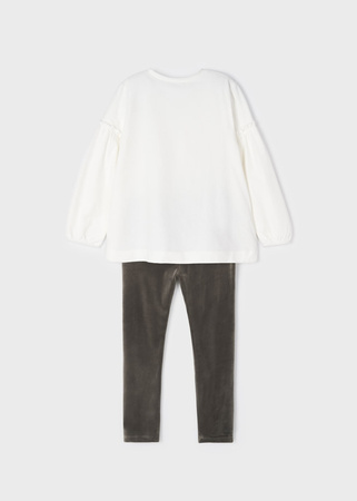 Mayoral Mini 4765-068 Komplet z aksamitnymi leginsami dla dziewczynki, Brąz