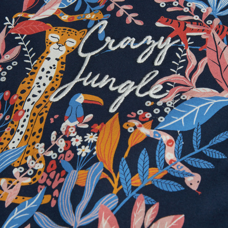 boboli 429049 2440 Koszulka z długim rękawem z nadrukiem dla dziewczynki Granat