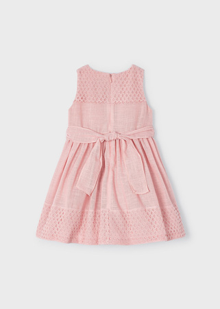 Mayoral Mini 3910-011 Sukienka z gipiurą dla dziewczynki Różowa
