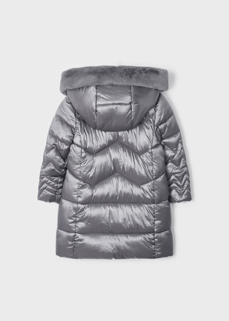 Mayoral Mini 4488-041 Kurtka zimowa długa pikowana dla dziewczynki Srebrna