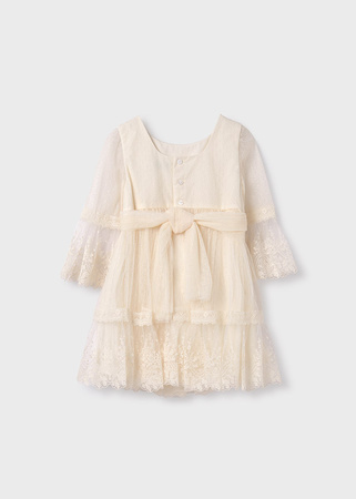 Abel&Lula 5046-031 Sukienka z tiulu plumeti dla dziewczynki Crudo