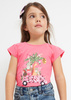 Mayoral Mini 3071-055 Koszulka z krótkim rękawem z nadrukiem i aplikacją Rózowa