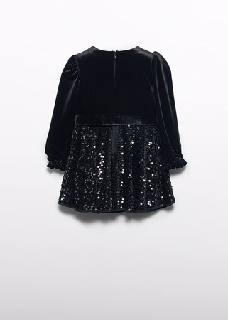 Abel&Lula 5715-005 Sukienka z cekinami dla dziewczynki Negro