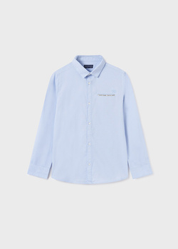 Mayoral Junior 6117-041 Koszula z długim rękawem z kołnierzykiem dla chłopca  Niebieska