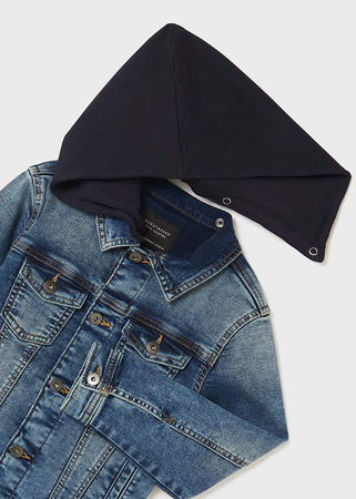 Mayoral Junior 6406-078 Kurtka jeansowa dla chłopca z odpinanym kapturem