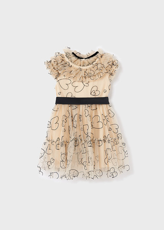 Abel&Lula 5540-008 Sukienka tiulowa w serca dla dziewczynki Negro