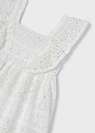 Mayoral Mini 3924-035 Sukienka koronkowa dla dziewczynki Crudo