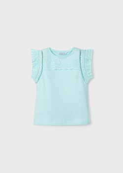 Mayoral Mini 3074-067 Koszulka bez rękawów z haftem ECOFRIENDS  Aqua
