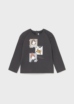 Mayoral Baby 2081-087 Koszulka z długim rękawem z nadrukiem Plomo