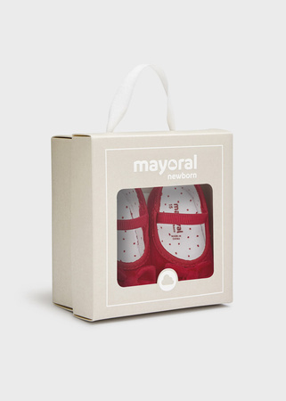 Mayoral Newborn 9568-054 Buty balerinki z opaską dla noworodka Czerwone