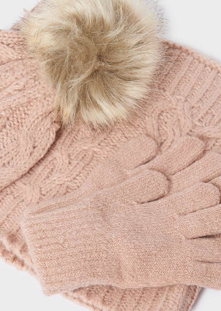 Mayoral 10344-075 Komplet czapka, komin i rękawiczki dla dziewczynki Różowy