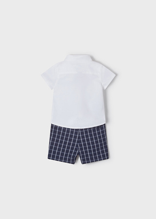Mayoral Baby 1232-021 Komplet z bermudami z lnem w kratkę dla chłopca Granatowy