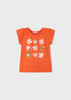 Mayoral Mini 3071-056 Koszulka z krótkim rękawem z nadrukiem i aplikacją Pomarańczowa