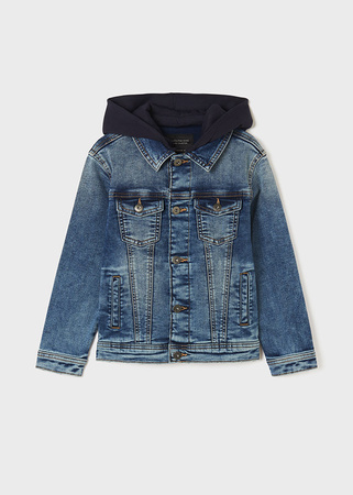 Mayoral Junior 6406-078 Kurtka jeansowa dla chłopca z odpinanym kapturem