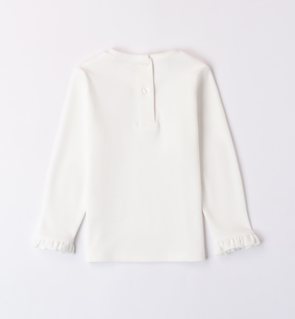 Ido 4A651/00 Koszulka z długim rękawem z nadrukiem i z dżetami dla dziewczynki Ecru