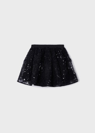 Mayoral Mini 4901-034 Spódnica z tiulu w cekiny dla dziewczynki Negro