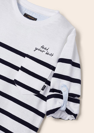 Mayoral Mini 3024-022 Koszulka chłopięca z długim rękawem z nadrukiem z bawełny dla chłopca Biała