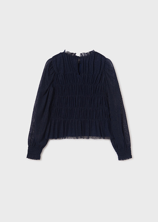 Mayoral Junior 7176-091 Bluzka z tiulem dla dziewczynki Noche