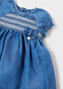 Mayoral Newborn 1872-005 Sukienka z miękkiego jeansu z falbanką dla dziewczynki Niebieska