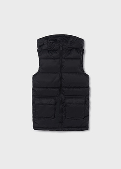 Mayoral Junior 7379-072 Kamizelka pikowana z kapturem dla dziewczynki czarna