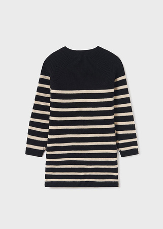 Mayoral Junior 7959-066 Sukienka trykotowa w paski dla dziewczynki Negro